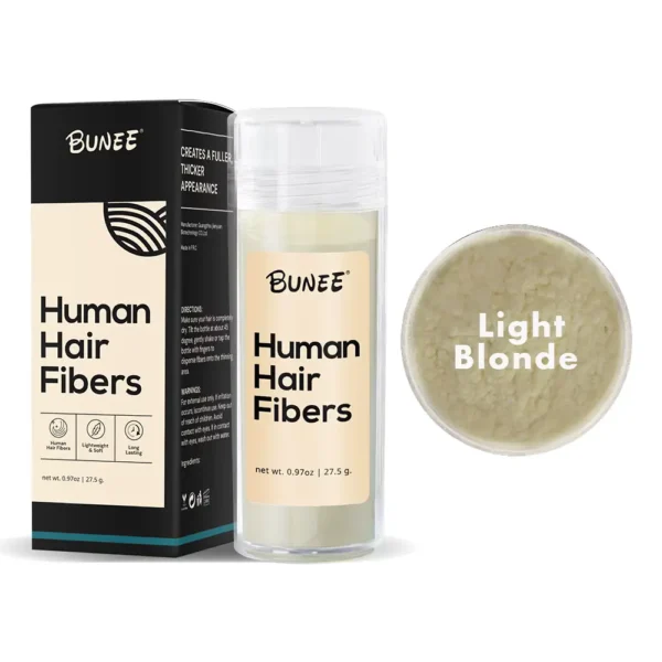 Bunee Hårfiber för män för fylligare hår och tätare hårfäste. BUNEE 100% Natural Real Human Hair Fibers 27,5 g Keratin Plus 120 ml Holding Spray i Set