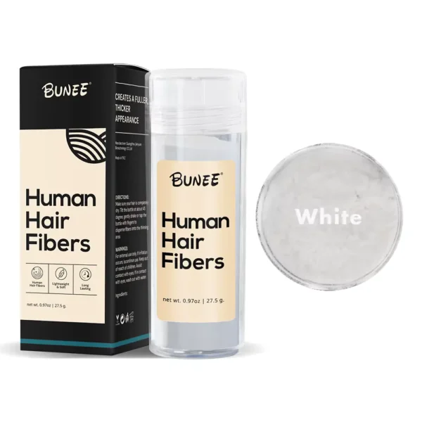 Bunee Hårfiber för män för fylligare hår och tätare hårfäste. BUNEE 100% Natural Real Human Hair Fibers 27,5 g Keratin Plus 120 ml Holding Spray i Set